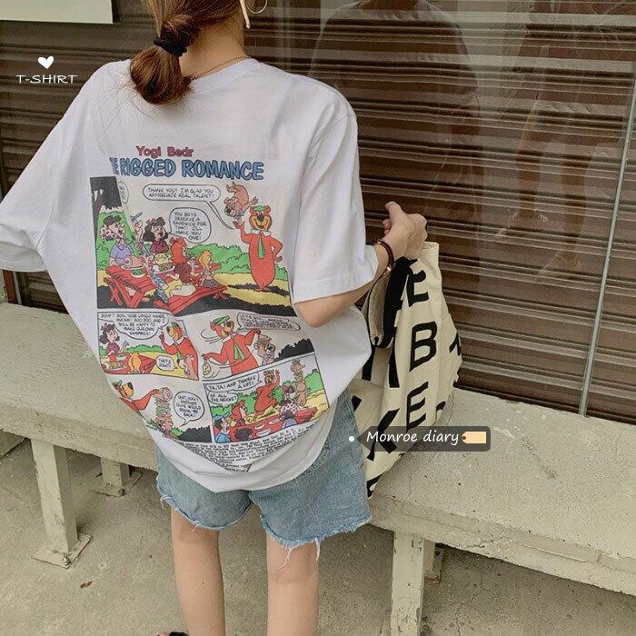 Tシャツ ホワイトサマールーズプリント コットン 夏物 モンロー39529609239