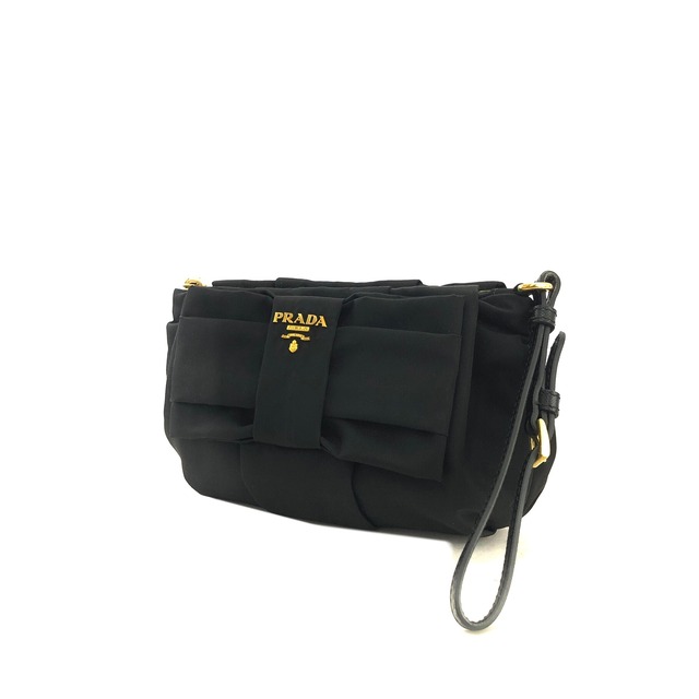 PRADA プラダ  フロントリボン ナイロン ポーチ ブラック vintage ヴィンテージ オールド y3vycs