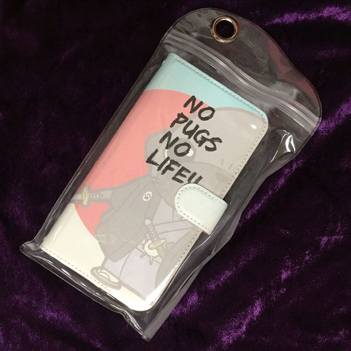 スタンド付き 両面印刷 手帳型 iphoneケース Hiphopパグ（フォーン）