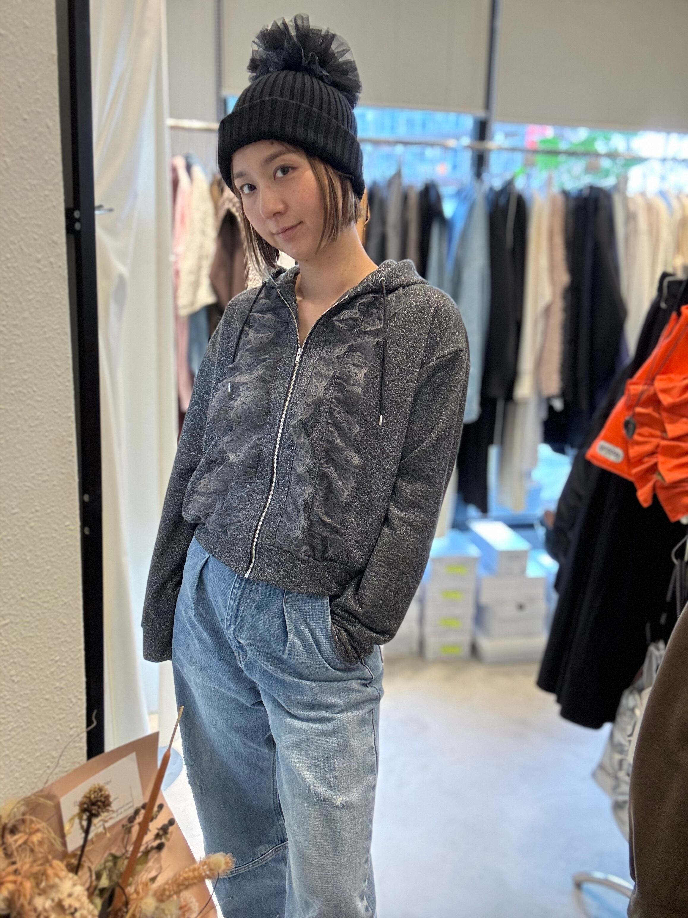 【SELECT】レースフリル装飾ラメパーカー