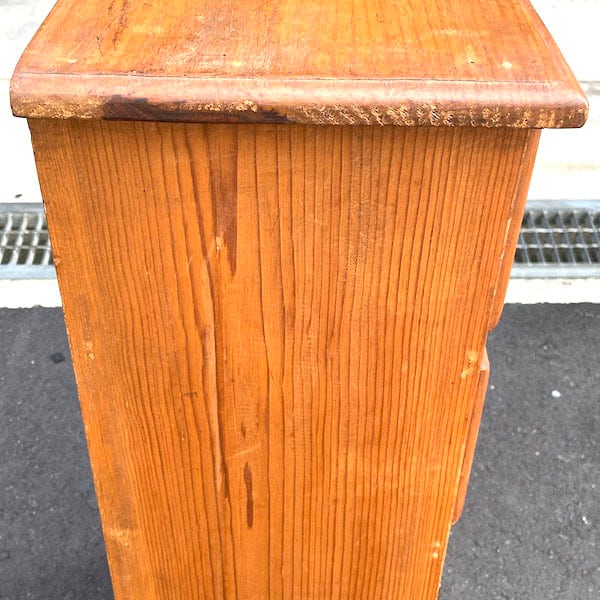 ビンテージ天然木の電話台FAX台リビングボードキャビネット無垢材