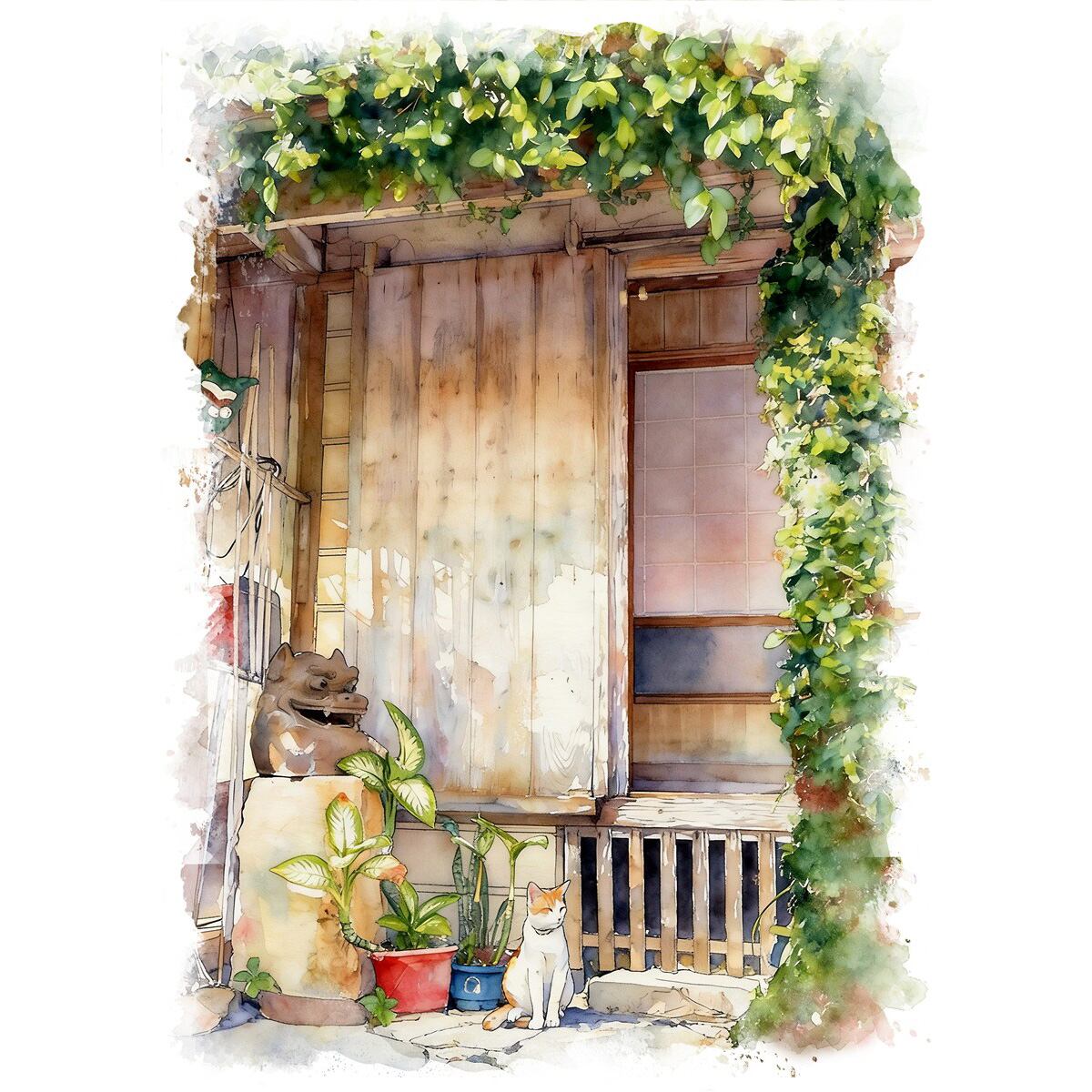 絵画 日本の懐かしい風景 インテリアアート額付き 水彩画・油絵風 WAT0165