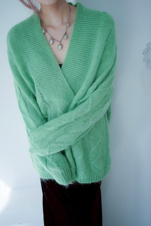 light green mohair over knit