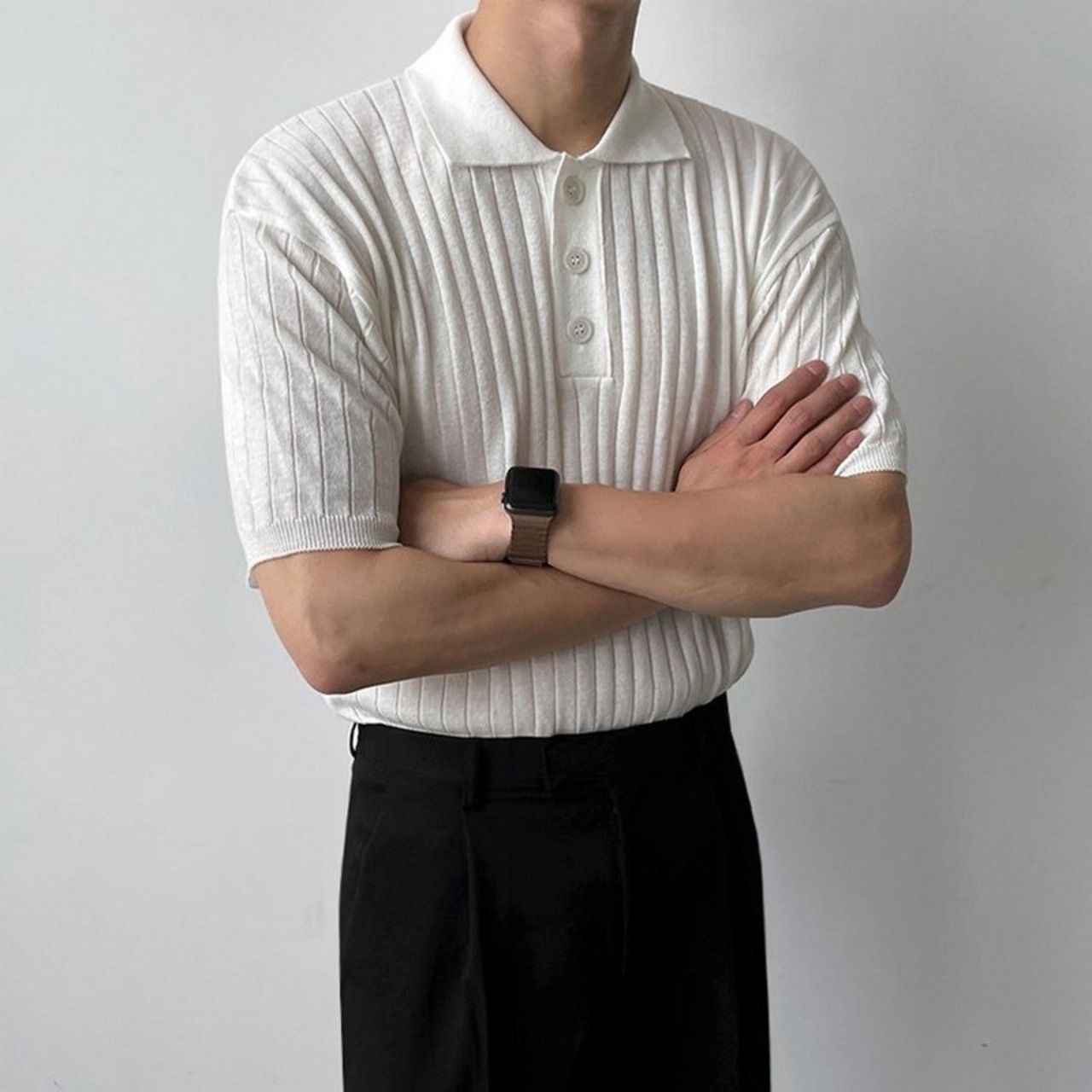 シンプルニットポロシャツ　MT0080218