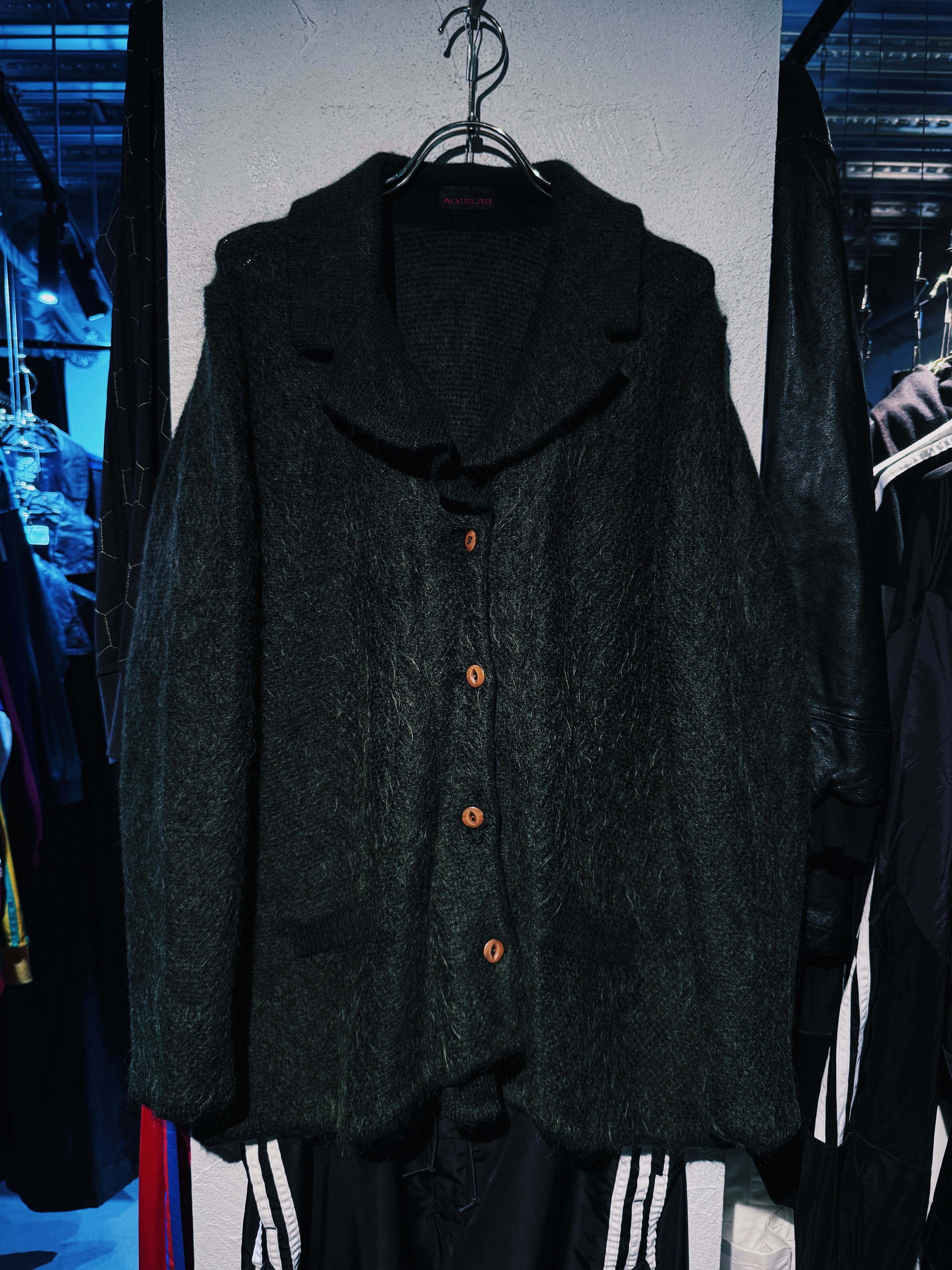 【D4C】vintage dark green color mohair shirt cardigan