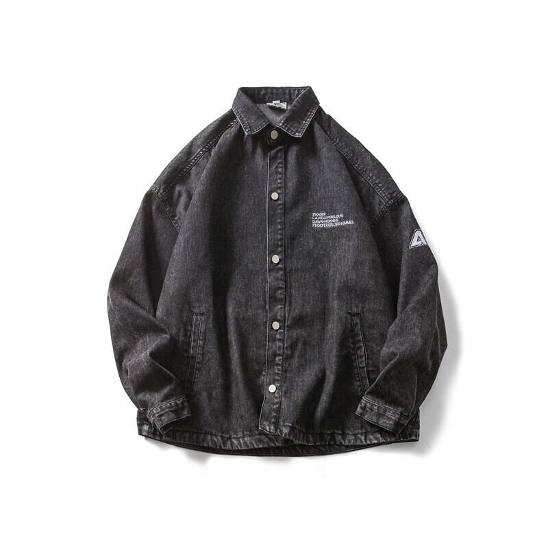 Road Vintage 20 Autumn ese Trend Wild Letter Embroidery Washed Lapel Denim Jacket Men-Alibaba 刺繍 オータム 秋物 ビンテージ hip6-161197390725268