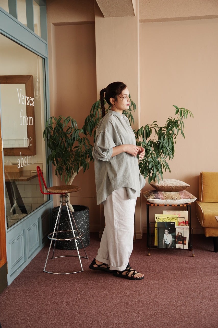 Cotton Linen Fly-Front Blouse