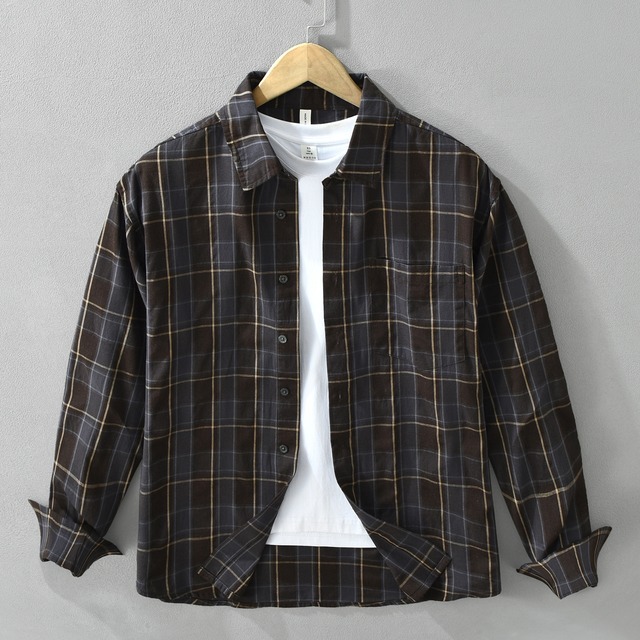 【M-3XL】Block Pattern Long Sleeve Shirt / ブロック パターン 長袖 シャツ