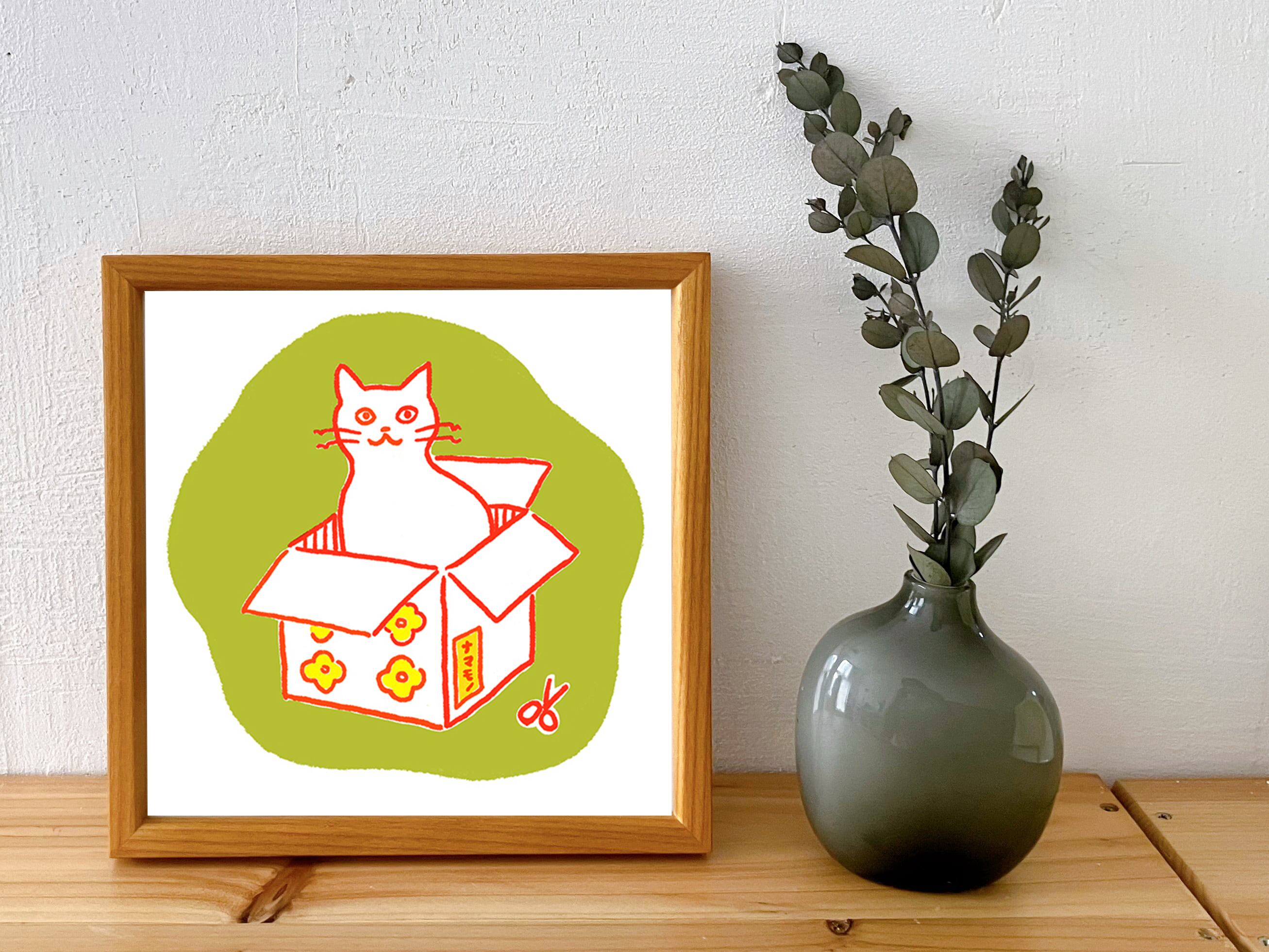 リソグラフポスター 「段ボールに入る猫」