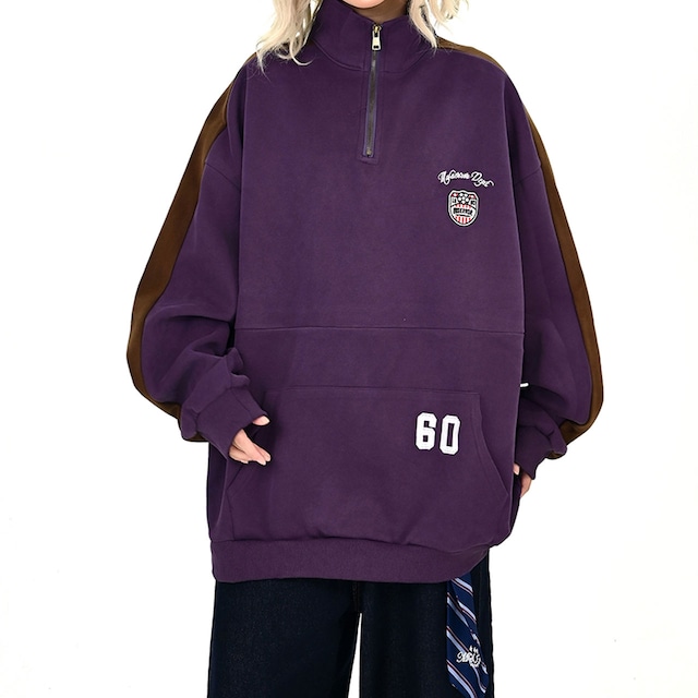 カレッジロゴハーフジップスウェット 2col R01015