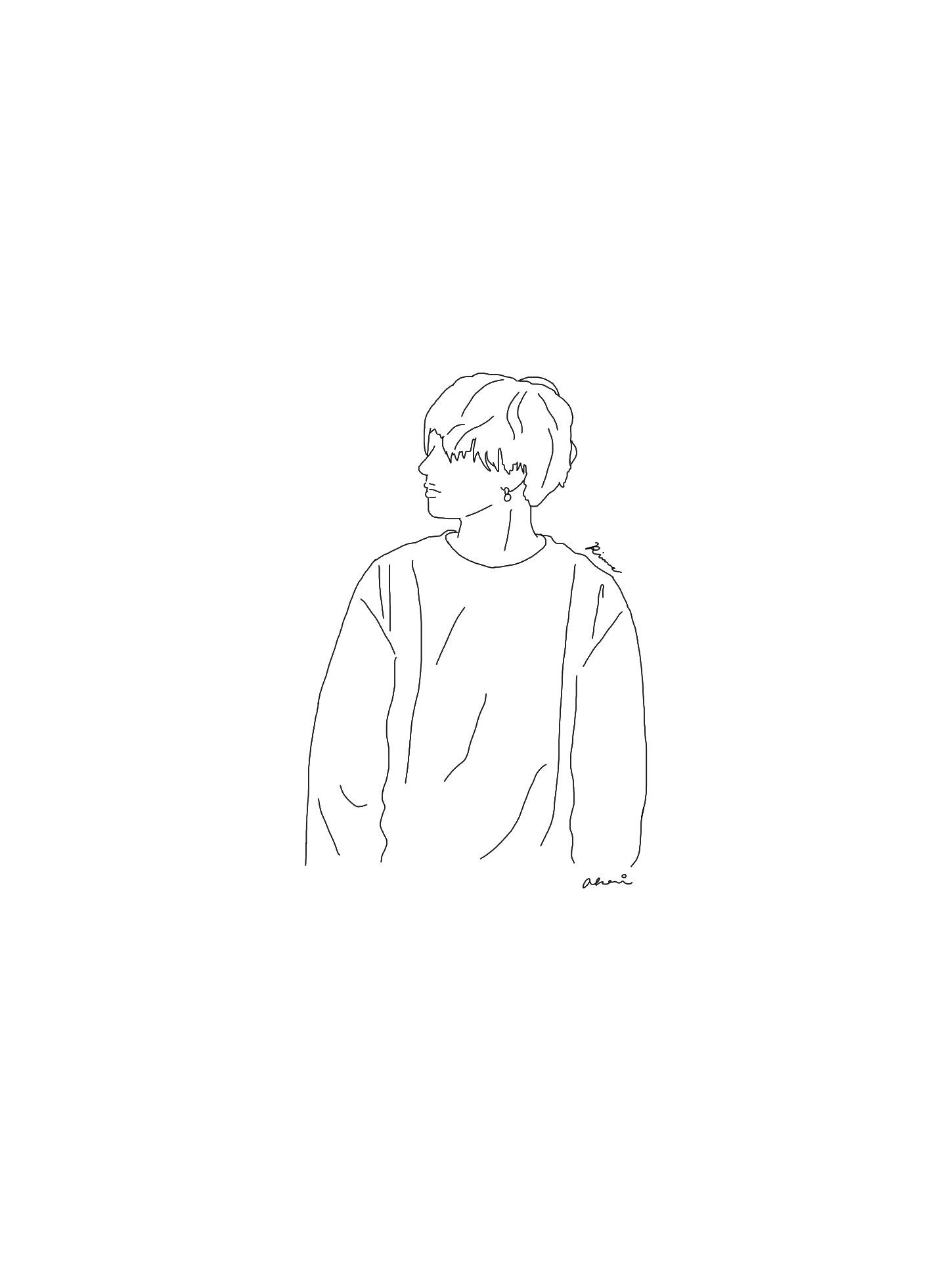 線画イラスト作成 3人 Akari Painting