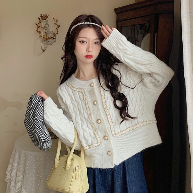 ショートセーター コート スプリングオータムルーズスタンダードニットカーディガン レトロ 春物 秋物 スーパーモール59865372340