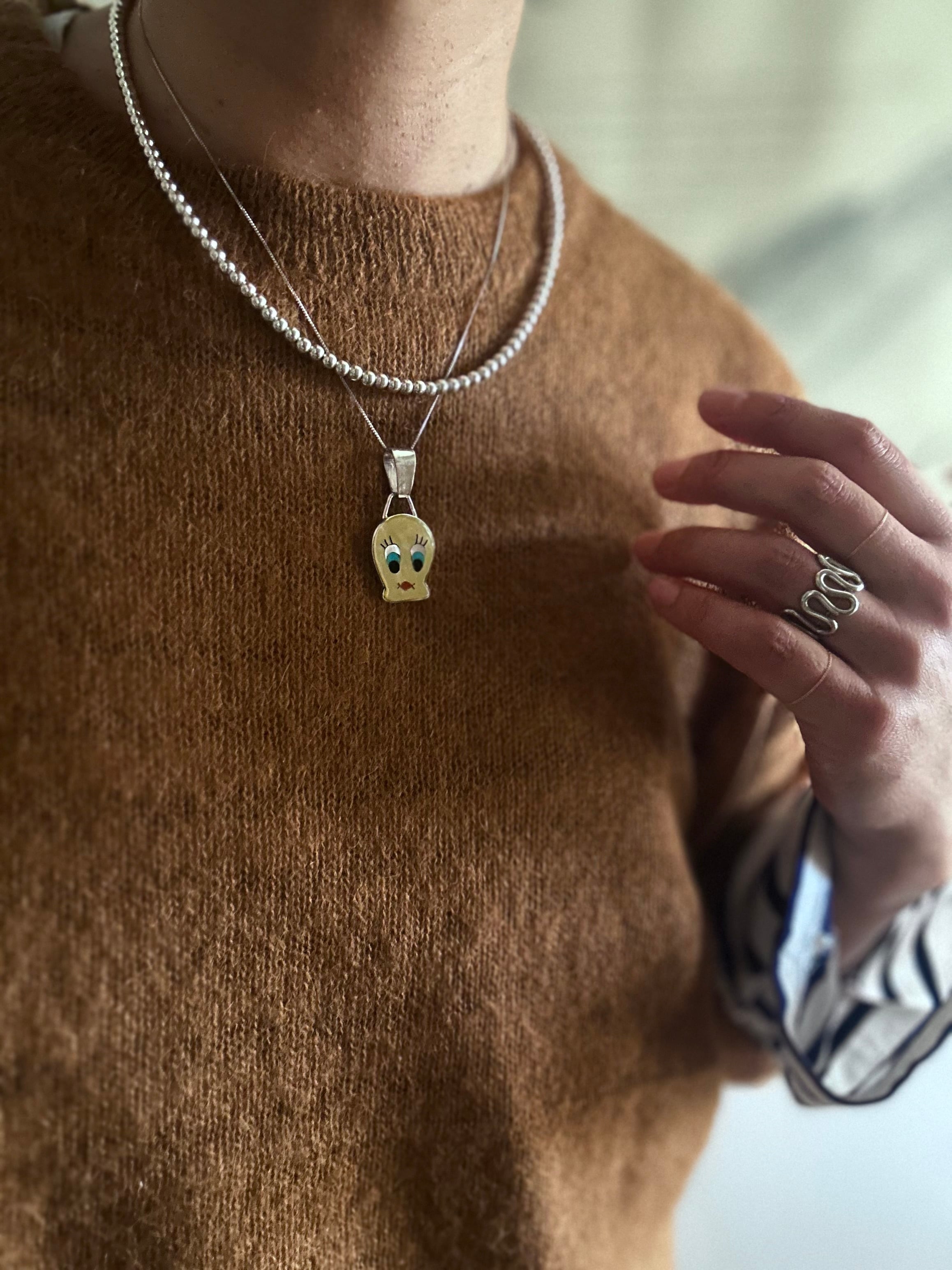 ズニ族 DON DEWA作 インレイキャラクターネックレス | Lucy vintage silver
