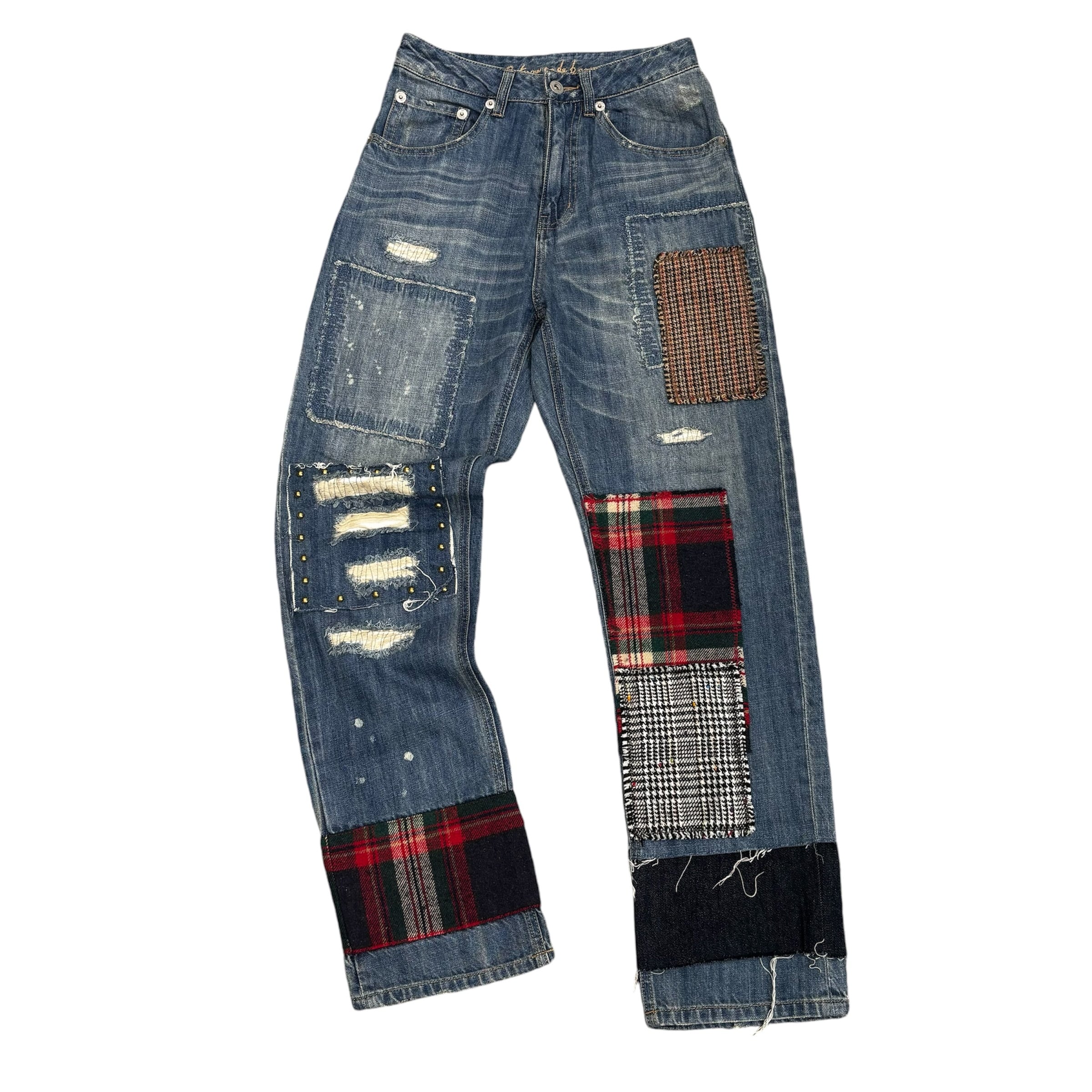 No.6 小さな革タグ デニム チャーム アンティーク加工 ビンテージ No.6 小さな革タグ デニム チャーム アンティーク加工 ビンテージ No.6