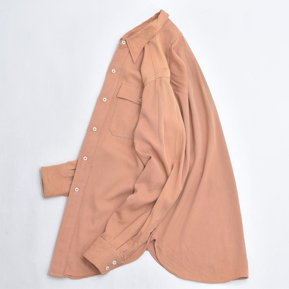 40～50s Vintage レーヨンシャツ マチ付き 長袖 ヴィンテージ ベージュ