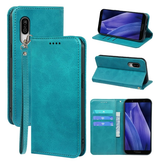 対応 AQUOS sense3 /sense3 lite/Android One S7/sense3 basic 用の ケース 手帳型 SH-02M SHV45 SH-RM12 用の ケース手帳型 sense3 用の 手帳型ケース カバー puレザー 手触りが良い【内側の黒いTPU】スマホケース スマホカバー(AQUOS sense3/sense3 lite 用の カバー 手帳型) (グリーン)