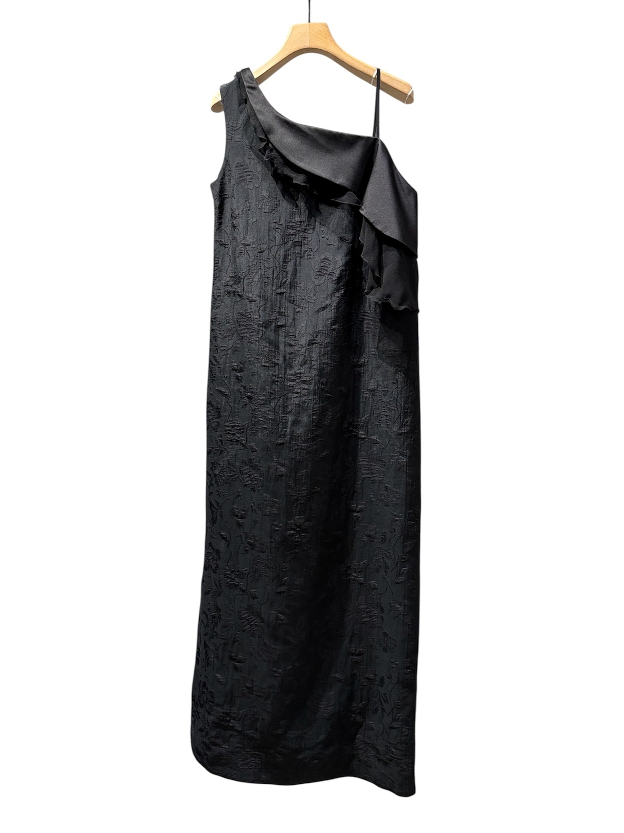 【26SS】Mame Kurogouchi マメ クロゴウチ / ジャガードワンピース ワンショルダー / Raised Jacquard One Shoulder Dress - black - 4
