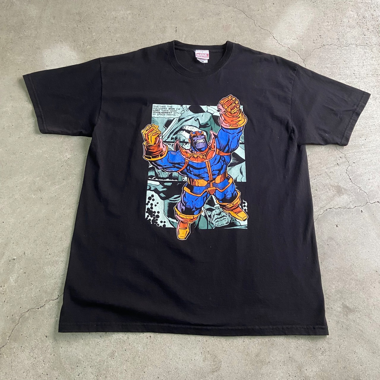 MARVEL ”IRON MAN” アイアンマン サノス キャラクタープリント Tシャツ 