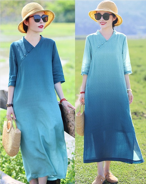 【春夏新作】ファッションワンピース♪ダークブルー/ライトブルー2色展開◆#sedmsh-211397