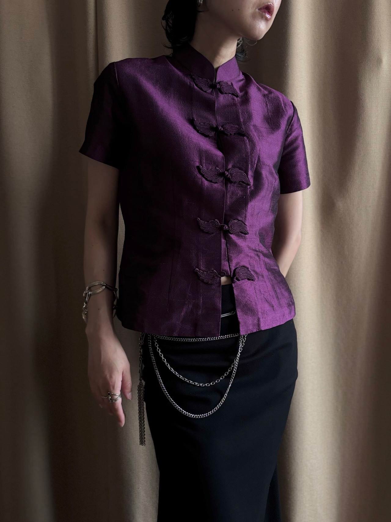 luminous purple sculptural china shirt-5267-6