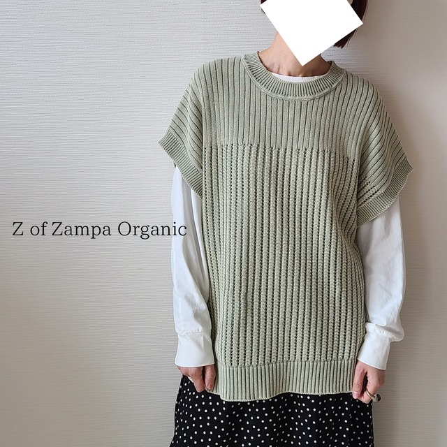 【Z of Zampa Organic】ケミカルウォッシュワイドリブドルマンベスト(39-0307)