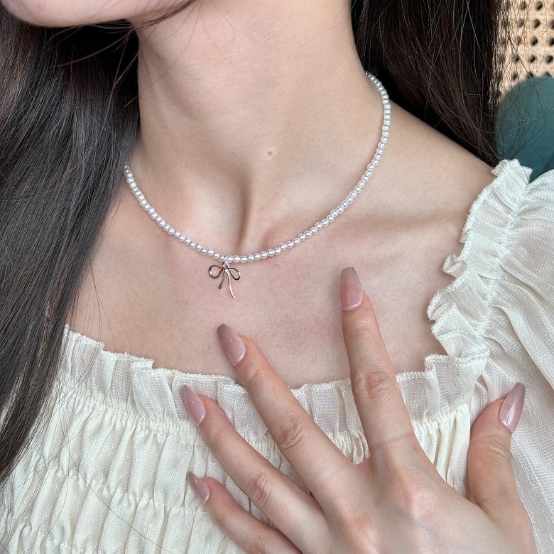 パールリボンネックレス | lattencos