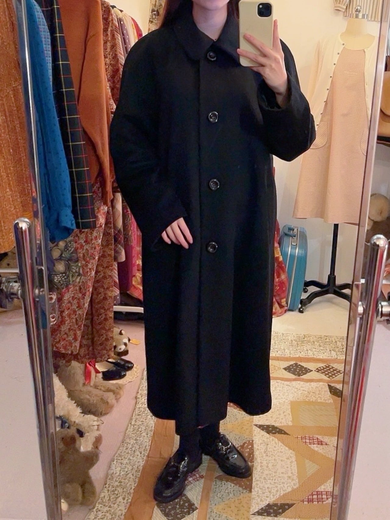 black cashmere long coat