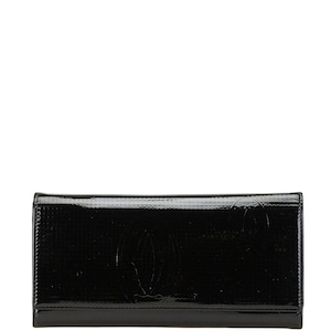 カルティエ ハッピーバースデー 長財布 ブラック エナメル レディース CARTIER 【中古】