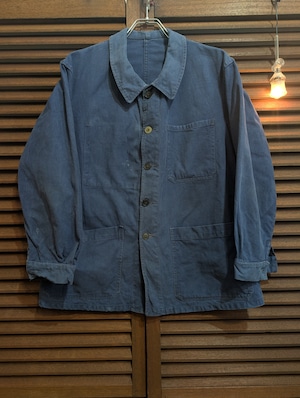 60s France CottonTwill Work Jacket Hard Faded