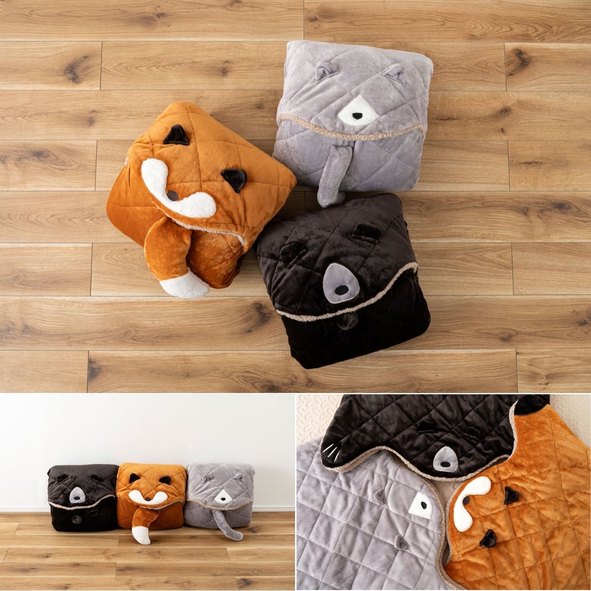 アニマル サンドクッション 大判｜90×120cm 裏ボア フランネル