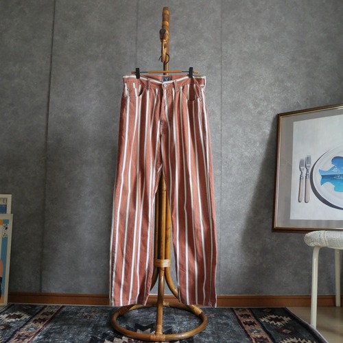 90s GIAN MARCO VENTURI  mulch stripe cotton print 5 Pocket pants