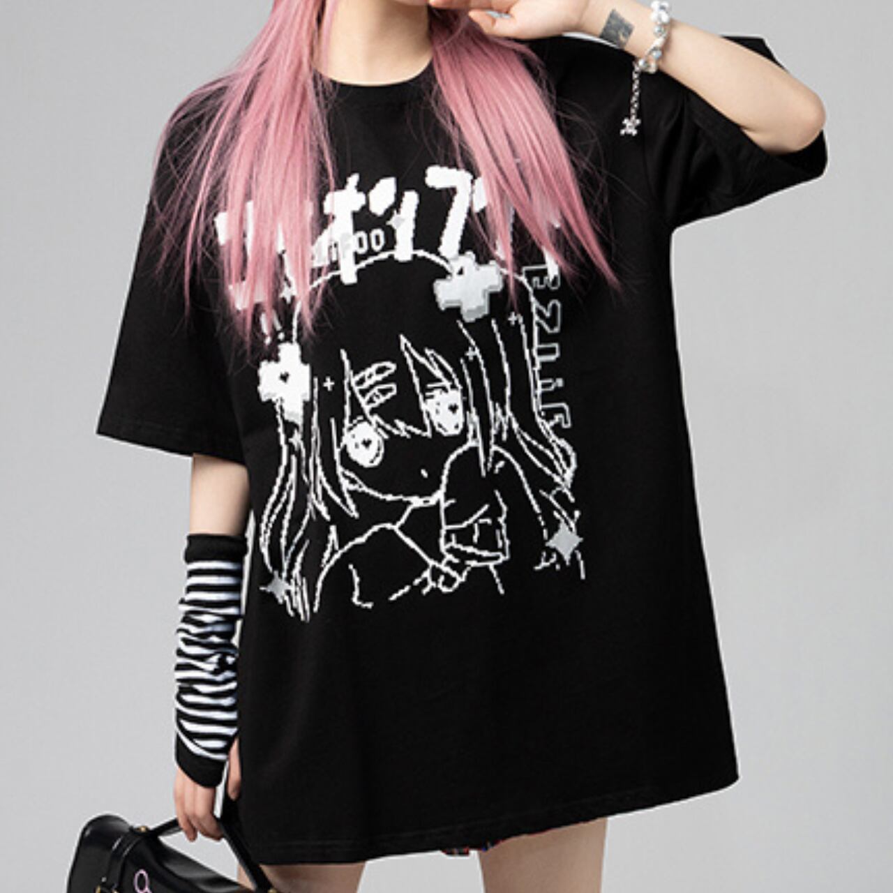 ツインテガールプリントTシャツ 4color 1318