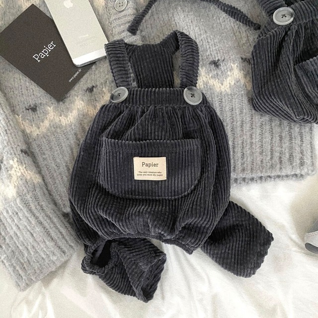 【即納】Corduroy All-in-One〈dark gray〉/ Papier　韓国犬服