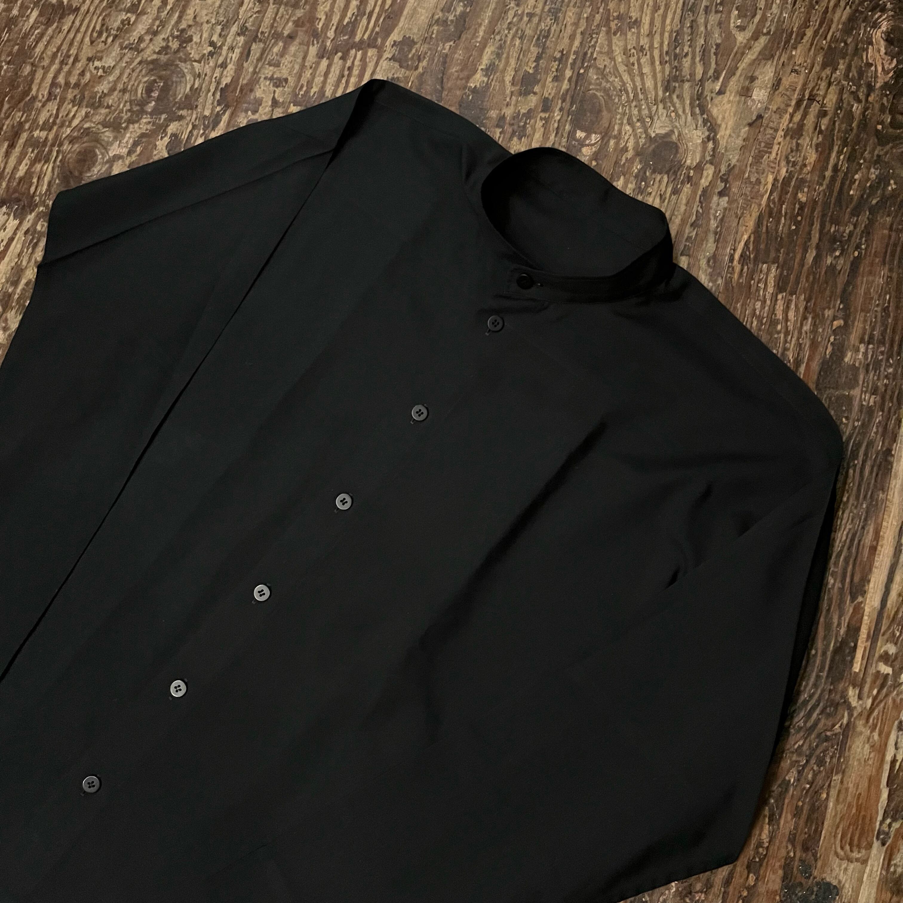 HOMME PLISSE PRESS SHIRT バンドカラーシャツ 黒