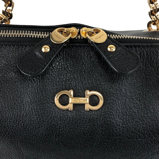 Salvatore Ferragamo サルヴァトーレ フェラガモ ハンドバッグ ブラック ガンチーニ レザー vintage ヴィンテージ オールド vbxnke
