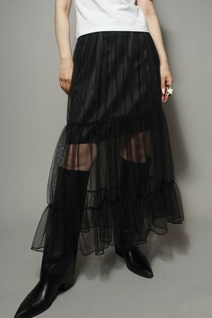 TULLE GATHER  SKIRT  (BLACK) 2404-92-727