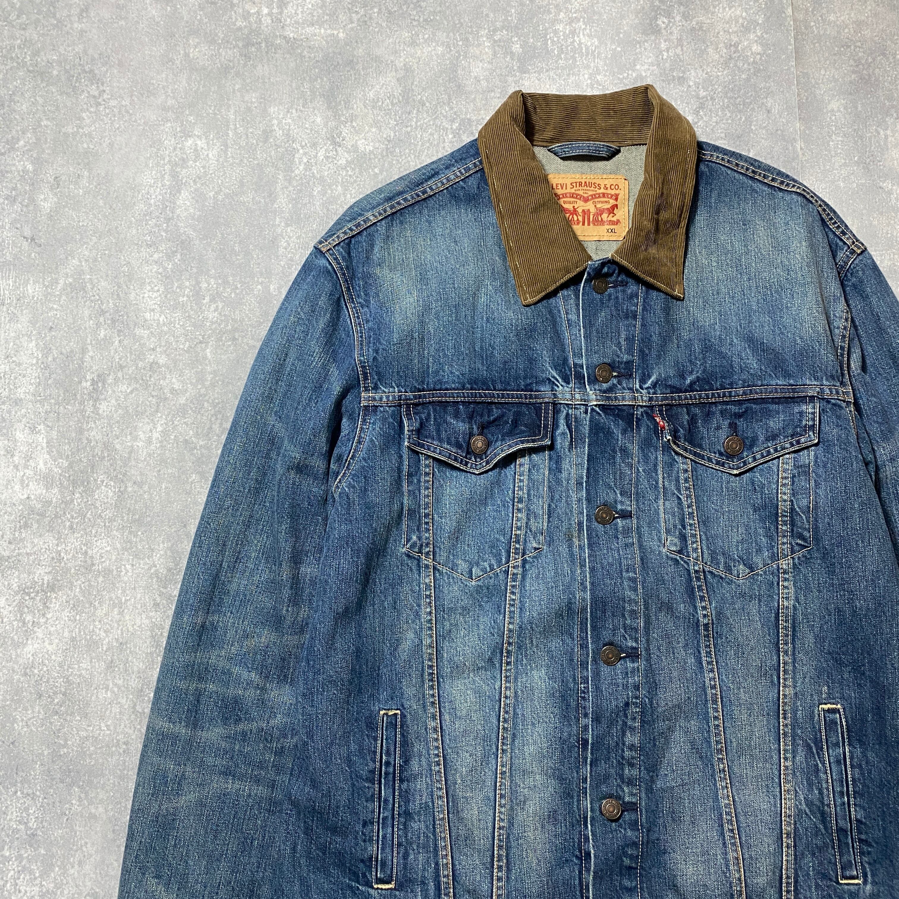 XXLサイズ】Levis リーバイス コーデュロイ襟 ジージャン デニム XXLサイズ】Levis リーバイス コーデュロイ襟 ジージャン デニム
