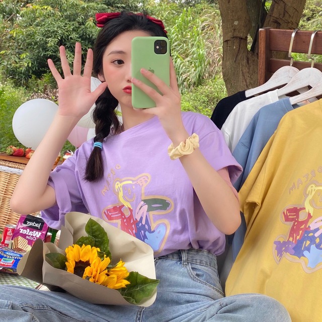 Tシャツ レッドトップス スプリングサマー 春物 夏物 パープル misskkl73898259886