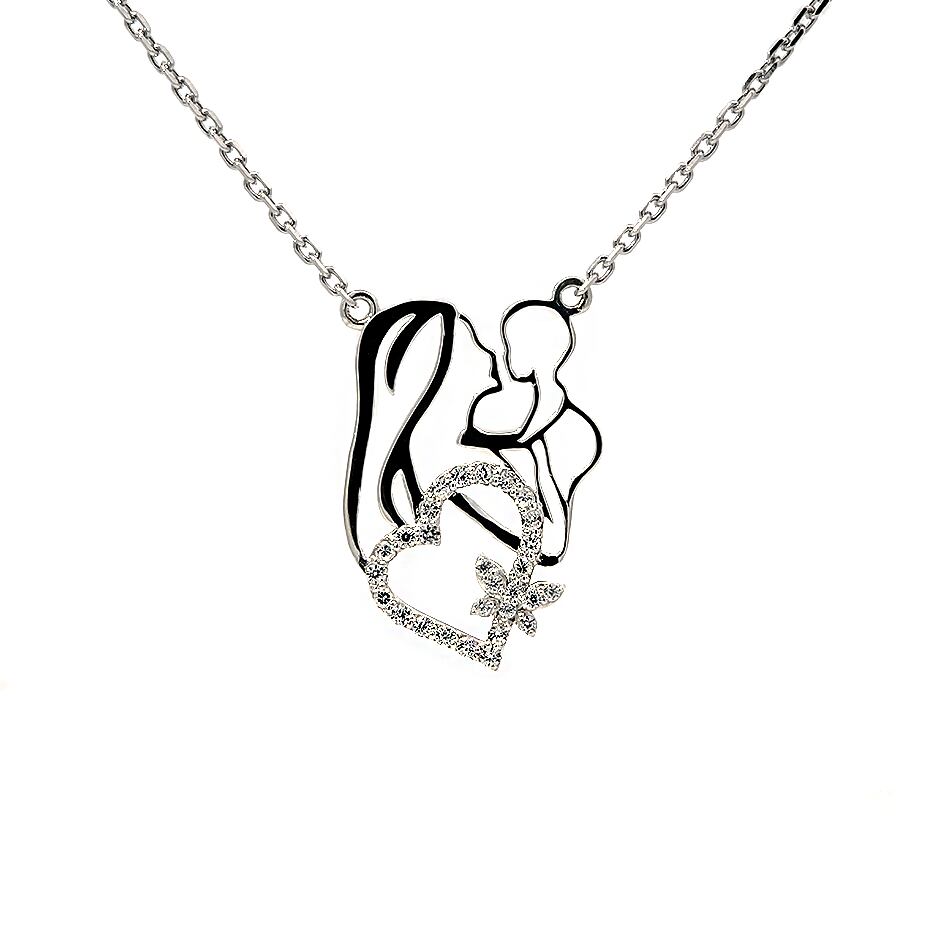 【親子ネックレス】SV925 ネックレス 親子ネックレス ペンダント シルバー SV925 キュービック モアサナイト 天然ダイヤモンド