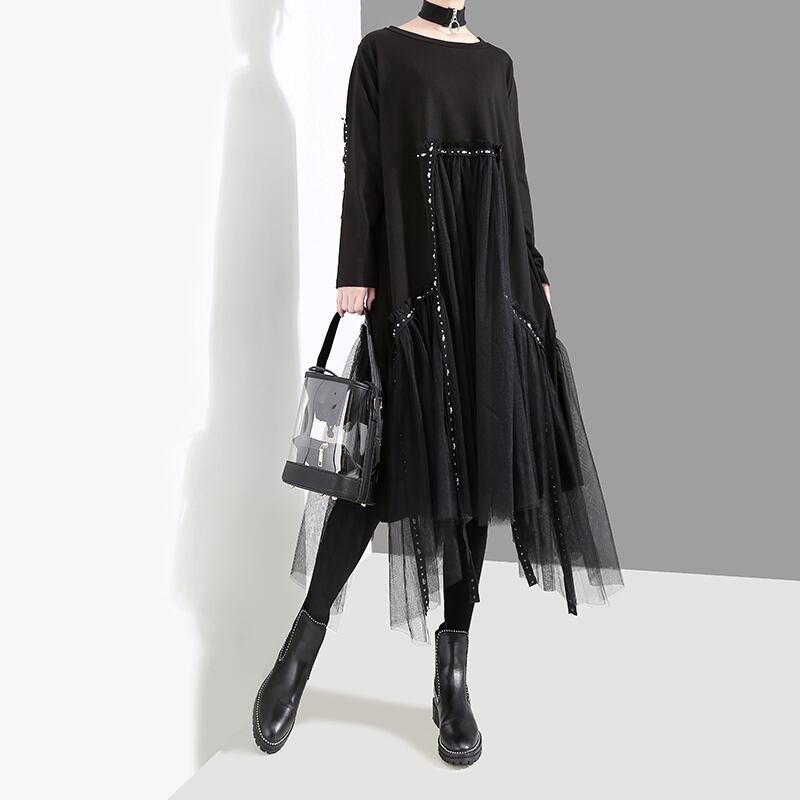 サブカル 服 地雷系 通販 モード系 ワンピース シフォン レース ハイウエスト フレアスカート ゴシック 20代 30代 オルチャン