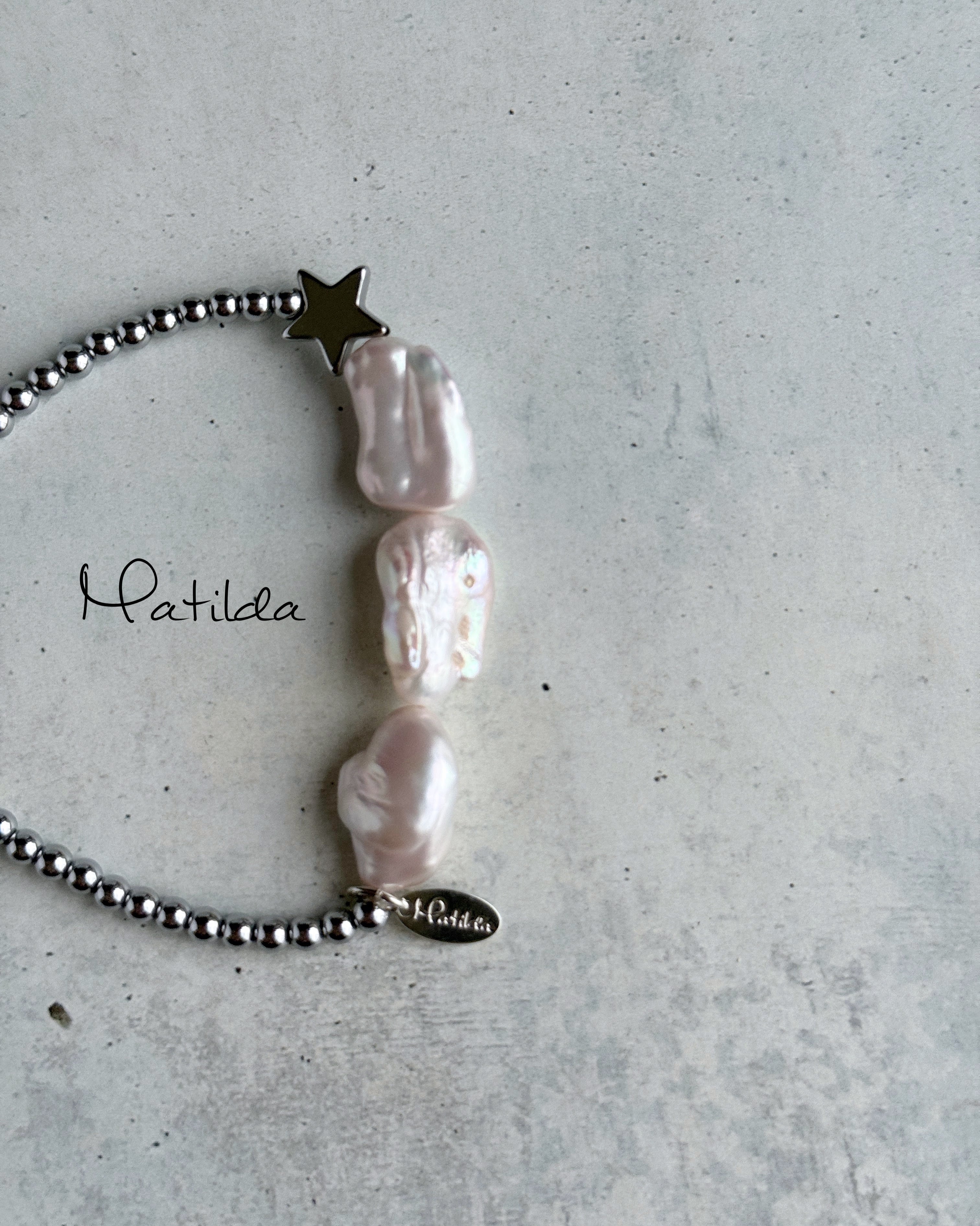 bicolor bracelet(淡水パール×ヘマタイト)