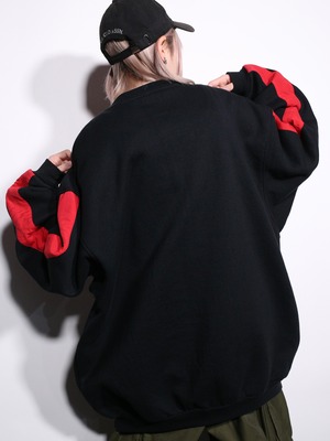 "刺繍" and switching design XXX super over silhouette sweat