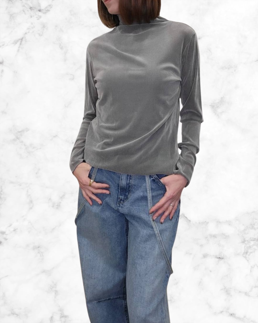 フロッキーチュールプルオーバー 21256763 グレー アンテアシーム