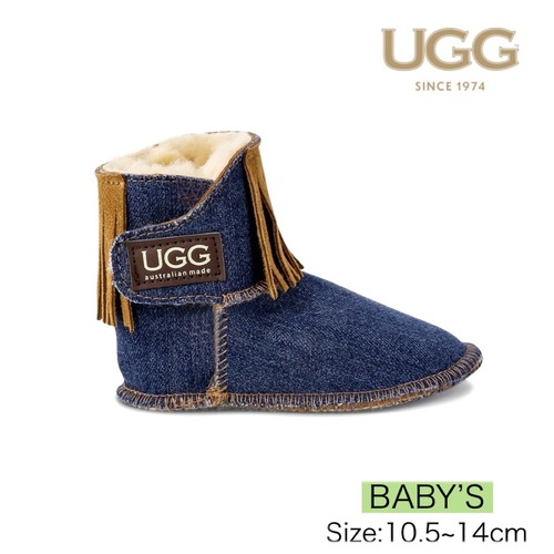 [UGG 1974] ベビー用  フリンジ ビンテージ デニム ムートンブーツ