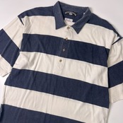 PAPAS パパス ORKNEY ISLANDS ボーダー イタリア製 半袖ポロシャツ 大きいサイズ/ネイビーグレー ホワイト