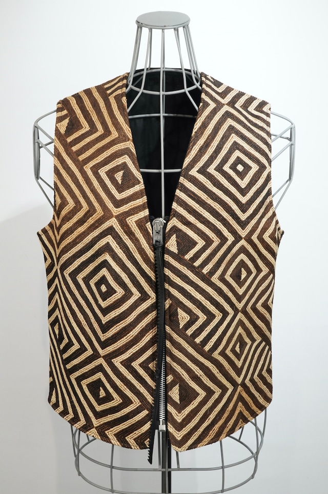 eofm  / African Kuba Cloth Horse Leather Vest