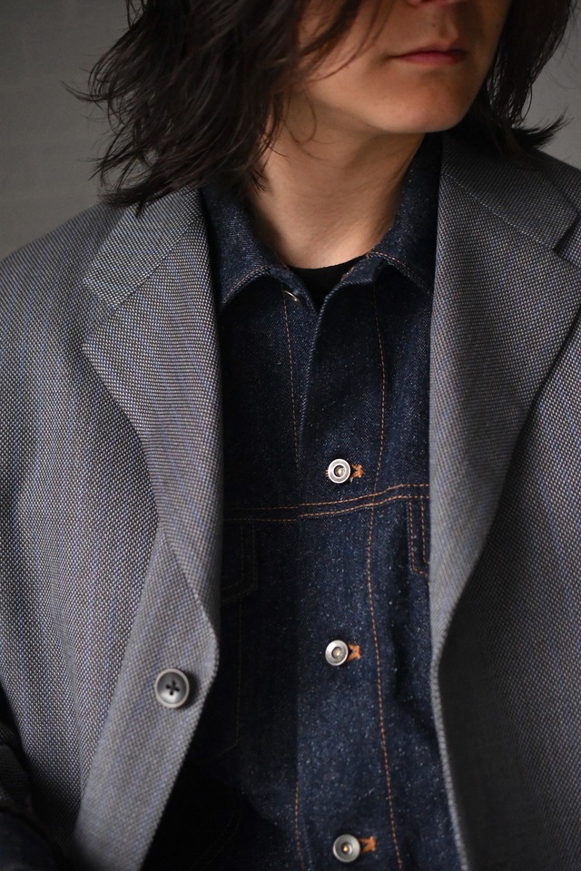 Cale / Cotton Silk Denim Jacket (Blue)