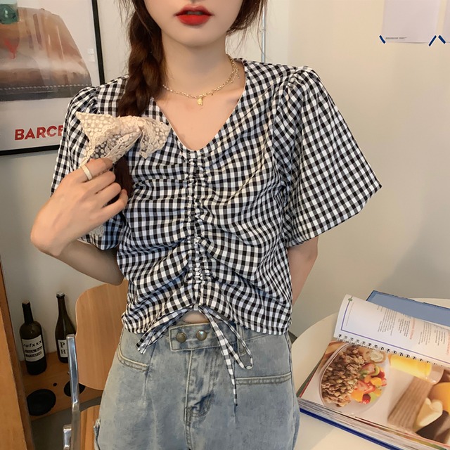 格子柄シャツ サマー薄手トップス 夏物 1号婦人56009109268