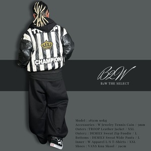 TROOP「"Champion" Leather Jacket Black×White」