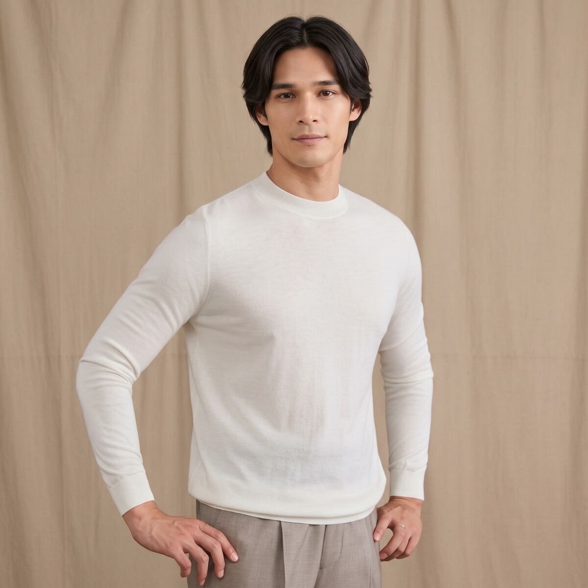 クルーネック 長袖 ニット 12color KA1389